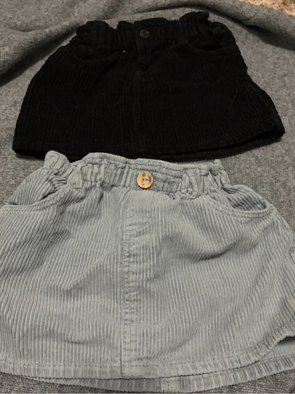 Zara Girls Corduroy Skirts - Black & Light blue